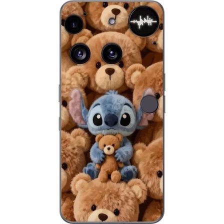 Kompatibelt Mobildeksel til Nothing Phone (3) Stitch omgitt av brune teddybjørner med en liten teddybjørn i fanget i en søt og koselig kawaii-desig