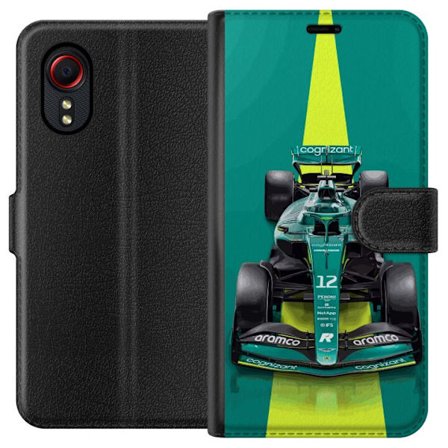 Yhteensopiva Lompakkokotelo Samsung Samsung Galaxy Xcover 5 Aston Martinin Formula 1 -auto vihreässä kilpailumuotoilussa, jossa on moderni studiosen