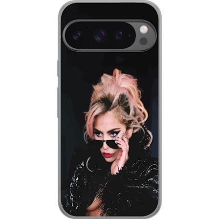 Yhteensopiva Puhelinkuori Google Pixel 9 Pro XL Lady Gagan muotokuva aurinkolaseilla ja dramaattisella meikillä tummassa glamuurityylissä