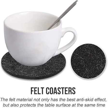 Filt coasters, sæt med 10 glas coasters, glas coasters med opbevaringsboks, runde drikke coasters, filt coasters, glas coasters sæt, til drikkevarer, 