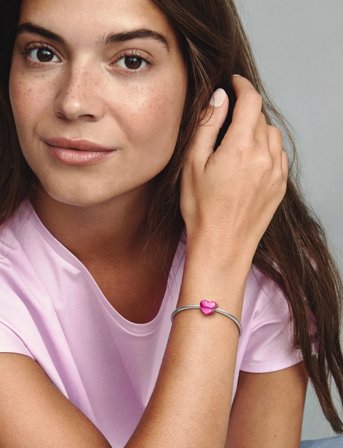 Pandora Heart Sterling Silver Charm With Transparent Pink Enamel - Pink - ONE SIZE