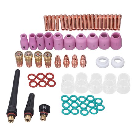 68 stk. TIG-svejsesæt tilbehør Glasskålforbindelse Elektrode Coil PTFE Front Cover til WP 17 18 26