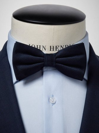 John Henric Men's Dark Blue Bow Tie Plain Size Pre-tied