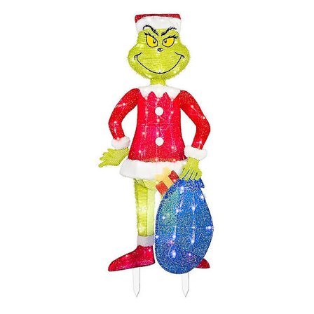 Jultomte Grinch Kommer Flat LED-belysning Grön Monster Jul Halloween Utomhus Trädgård Gräsmatta Dekoration (FMY)