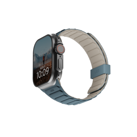 UAG Pathfinder silikone dobbeltsidet magnetisk rem til Apple ur 42 / 44 / 45 / 46 / 49mm - Gråblå