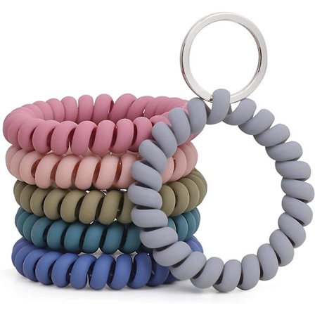 WABJTAM6PCS Strækbar Armbånd Wristlet Nøglering Håndleds Nøglering Wristlet, Forår Fleksibel Spiral Håndledsspole Håndledsband Armbånd Nøgleholder 