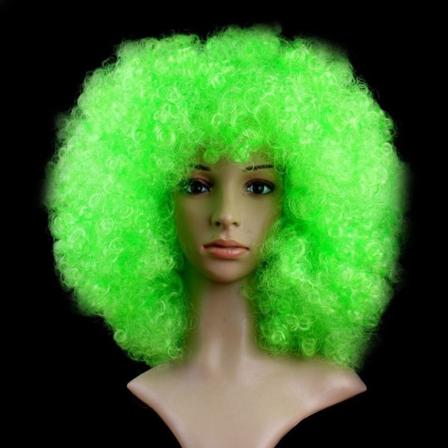 Sort afro krøllet paryk Farverige parykker GRØN green