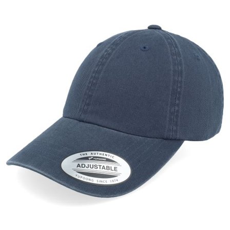 Yupoong - Blå unconstructed Keps - Low Profile Garment Wash Navy Dad Cap @ Hatstore