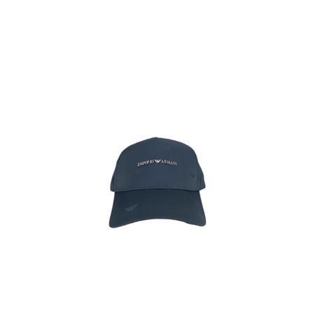 Emporio Armani, Jacquard Fabric Hat Logo Aquila All Over Niebieski, Mężczyzna, Rozmiar: ONE Size