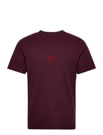 Organic Twin Embroidery Tee T-shirt Burgundy Mads Nørgaard