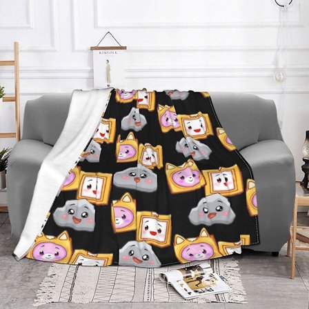 Foxy And Boxy Og Rocky Lankybox Tæpper Fleece Tekstil Dekor Åndbar Varm Kast Til Hjem Udendørs Dyne