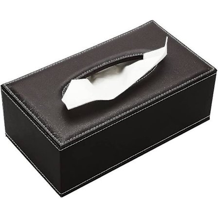 Lærvevpapirboksholder Vevpapirdispenserboks For Hjemme Bildekorasjon - Svart (stor, Tabby Brun)