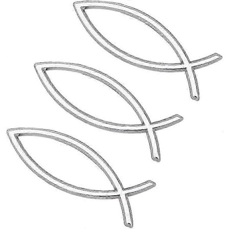 3 stk. Fiskeformet Bilklistermærke Sølv ABS Plast Jesus Fisk Decal Klistermærke 14x4,6x0,6 cm Plast 3D Fisk Bil Decal Emblem til Bil Motorcykel 