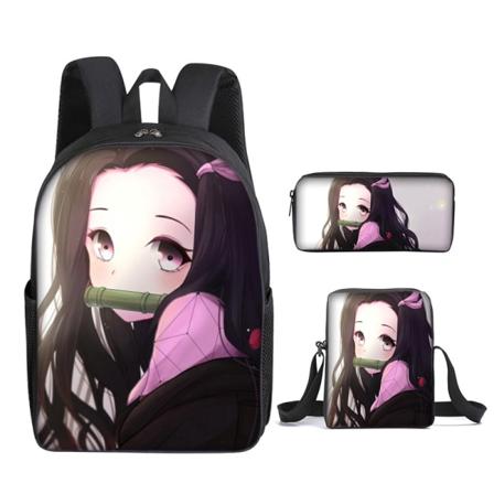 Demon Slayer Student Skole Taske Tre-delt 44*28*13cm