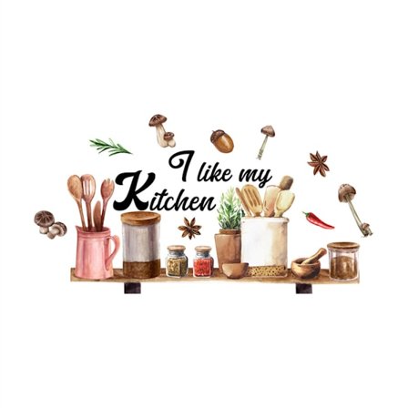 “Jeg elsker mitt kjøkken hjemmedekor” veggklistremerke, avtagbart, selvklebende