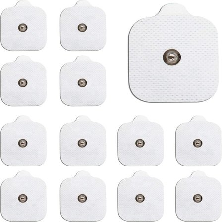 12 selvklæbende elektroder med 3,5 mm stikforbindelser, 5 cm x 5 cm, Kompatible med BEURER, SANITAS og de fleste TENS
