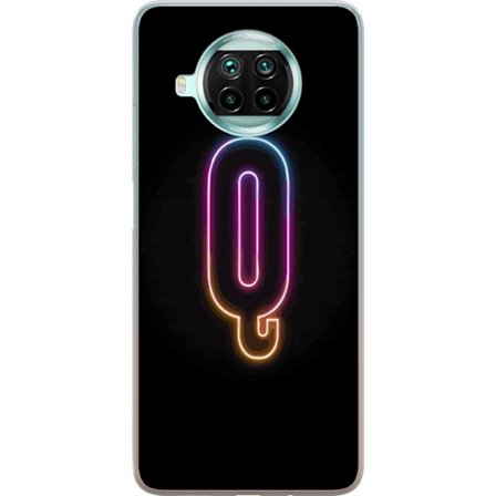 Yhteensopiva Puhelinkuori Xiaomi Xiaomi Mi 10T Lite 5G Minimalistinen neonkirjain Q kirkkaissa väreissä tummaa taustaa vasten