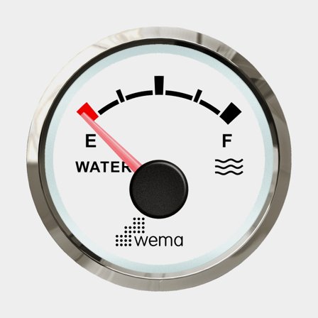 Wema Vatteninstrument NMEA2000 vit Silverline med sarg i rostfritt syrafast stål och välvt glas för båt