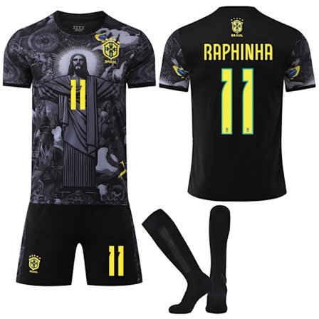 Raphinha No. 11 Brazil Football Jersey with Socks for Kids & Adults 2025-2026