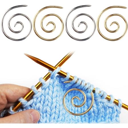 Stk Spiral strikkepinne (sølv + gull), håndstrikkede sjalpinneverktøy, sirkulær vridd pinne for strikkegarnsøm, gave til strikker