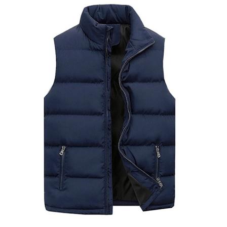 FGKKS Varumärke 2023 Vinter Herr Väst Parkas Bomull Casual Ärmlös Stående Tjock Kläder Solid Färg Väst Jacka Man Navy 80-85KG 4XL