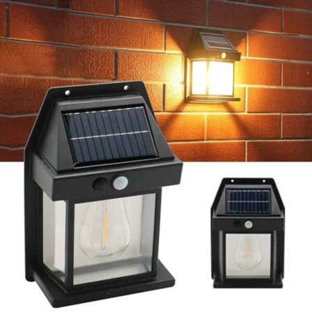 Solcellelampe til væg Udendørs med Bevægelsessensor Edison Sort sort