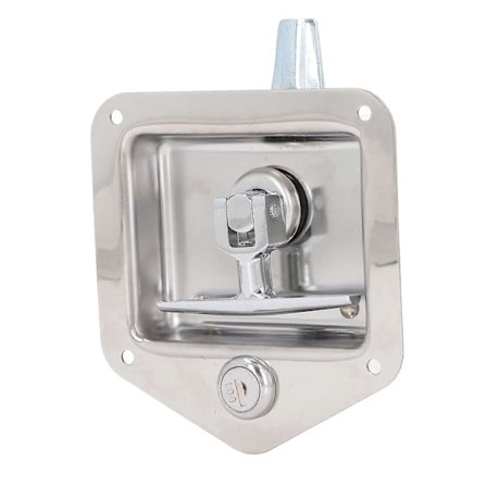 T-Handtagslåssats för verktygslåda i polerat rostfritt stål med 2 nycklar för husvagn, lastbil, släpvagn [DB]