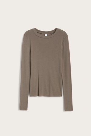 Langermet topp i merinoull | Brun | Dame | Kappahl