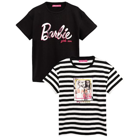Barbie Girls T-Shirt (2-pack) 3-4 år Svart/Vit