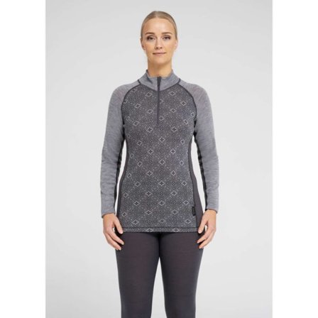 Dovre 100% Merinoull, Långärmad Undertröja Med Dragkedja, Grå Linnen Dam XXL