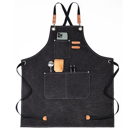 (Sort) Cowboy-forklæde med lommer til frisør, maler, gartner