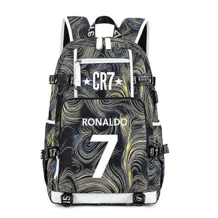 R-ronaldo Fans Man No.7 Fotboll Superstjärna Usb Laddning Ryggsäck För Män Kvinnliga Student Vattentät Skolväska Yellow