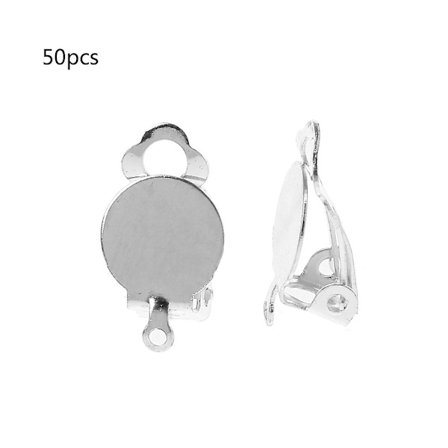 50 st Flat Tray Örhänge Clip Runda Platta Tray Örhänge Clip För Smyckestillverkning