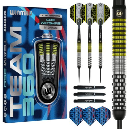 Cori Wiltshire 90% Tungsten Signature Darts Steel Tip | Red Dragon Steel Tip Darts 24g | Winmau