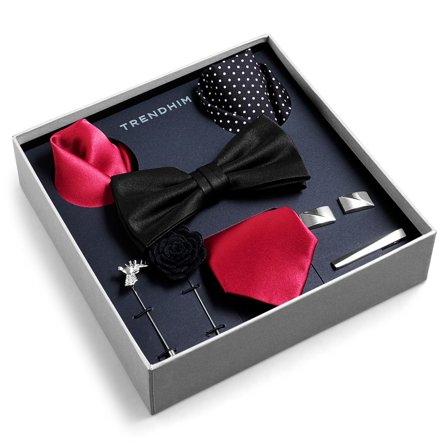 Suit Accessory Gift Box | Black, Burgundy & Silver-Tone Set for Men - Gift boxes