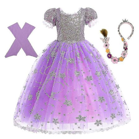 Princess Rapunzel Klänning För tjejer Eleganta lila klänningar Fancy karnevalsdräkt Barnbal Aftonklänningar Halloween Rollspel Klänningar Z X