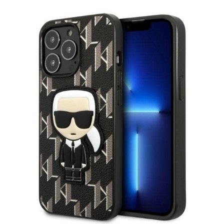 Karl Lagerfeld KLHCP13LPMNIKBK iPhone 13 Pro / 13 6.1" kovakotelo musta/musta Monogram Ikonik Patch