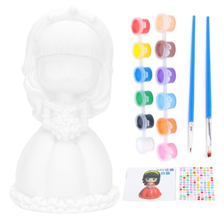 Kipsi Nukke 7.0in Valkoinen Billet Veistosmuotti Pigmenteillä Lapsille DIY Maalaus Rahaa Säästävä Koristelu