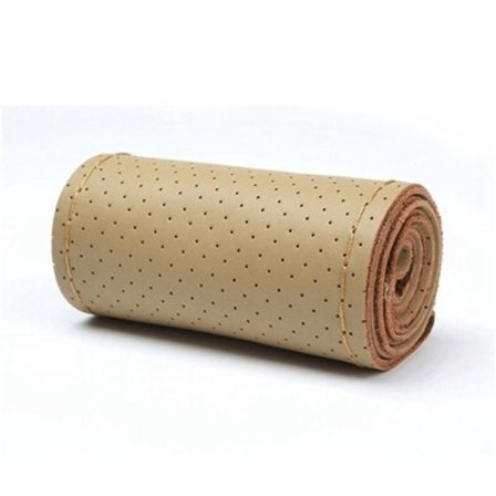 (Beige Tråd) 38cm Ratt Skydd mjukt Konstläder fläta på ratten i bilen med nål och tråd interiörtillbehör