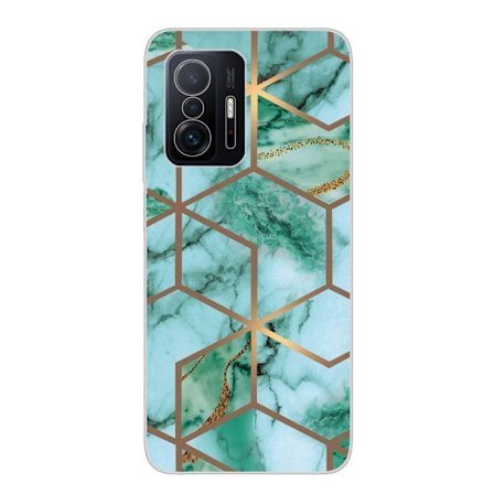 Marmormotiv Xiaomi 11T / Xiaomi 11T Pro skal - Smaragdfärgat Kubmönster