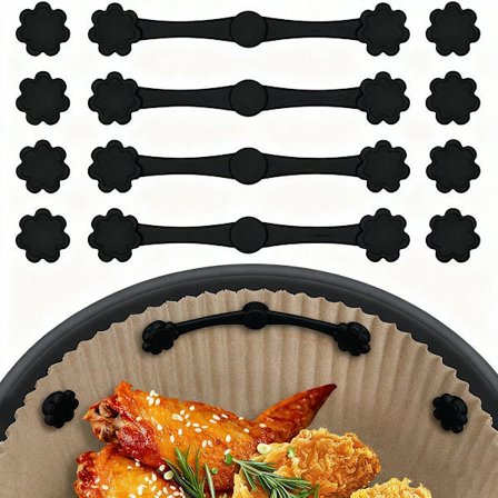 Silikon Airfryer Magnetstrips Pakke med 4 - Svart Papirholder Tilbehør Kompatibel med Philips Sikrer Engangsfôringer