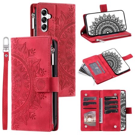 Samsung Galaxy S26 Plus Plånboksfodral Mandala Blommönster Konstläder - Rosa