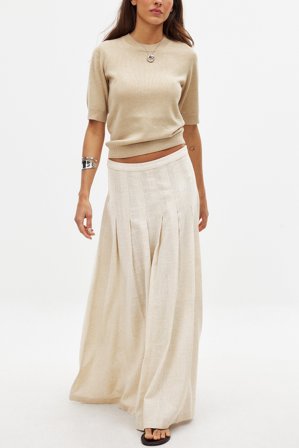NA-KD Jupe longue plissée - Jupe plissée - Beige - EU 32