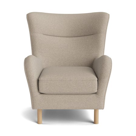 Lumo Sessel Aurora Beige, skandinavischer Ohrensessel mit bequemer Polsterung, zeitloses Design, hoher Sitzkomfort, Breite 99cm für Ihr Zuhause.