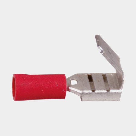 W pełni izolowane tuleje złączy płaskich z połączeniem, męskie, 6.4 x 0.8 mm, pasuje do kabla 0.5 - 1.5 mm², 100 sztuk, czerwone - Jachtowa