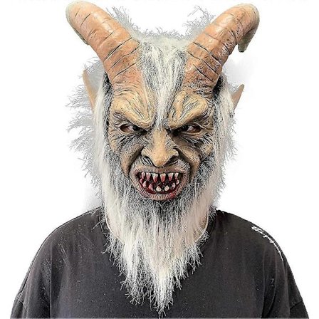 Lucifer Maske Med Horn Skummel Djevel Krampus Masker Halloween Cosplay Kostyme Rekvisitter
