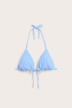 Kappahl | Rutig trekantsbikinitopp Blå M | Blå