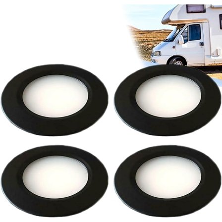 4 st 12V LED-spotlights för interiör, dimbara infällda taklampor, 3W takdownlights, för husbil, yachtkabin, svart, varmvitt