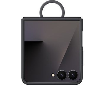 Samsung Galaxy Flip7 Ring Case (Silicone) Black - Mjukt silikonskal med ring till Samsung Galaxy Z Flip7