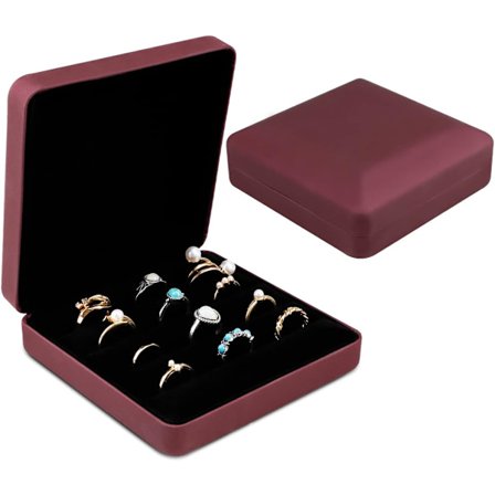 Smykkeskrin Organizer Box, Lille Smykkeskrin, Rejse Smykkeskrin, Bærbar Ringopbevaring Display Case, PU Læder Ringbakke Holder Box Rød